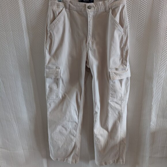 Hollister Ultra High Dad Pant Cargo Pants Cream Sive 29R Cotton Utility - Picture 1 of 13